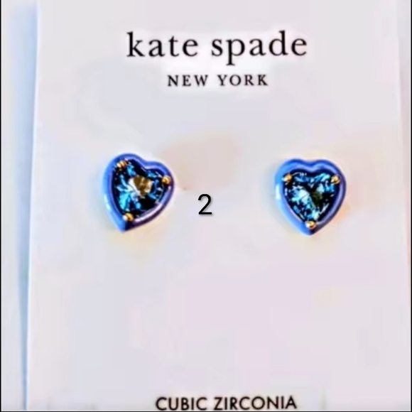 Kate Spade Blue Heart Stud Earrings - Picture 2 of 2
